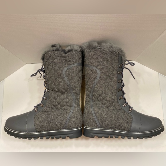 NIB Sz 10 Globalwin Grey Mid-Calf Winter Fur-Lined Lace-Up & Side Zip-Up Boots - Picture 9 of 14
